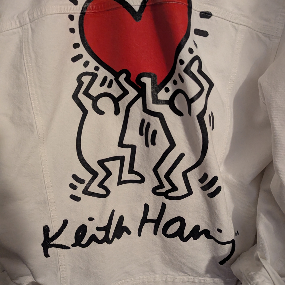 H&M Lightweight Red and White Jacket with Artistic Flair